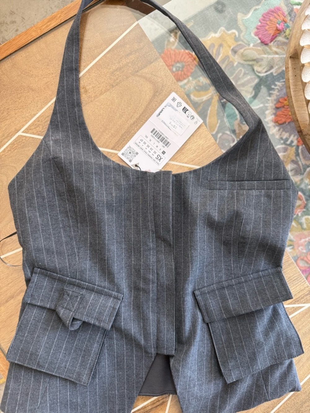 Zara Gray Pinstripe Tailored Vest